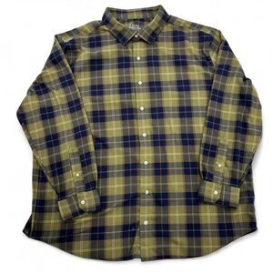 Vineyard Vines Button Down Shirt Mens Size 2XB Plaid Olive Navy Brushed Twill